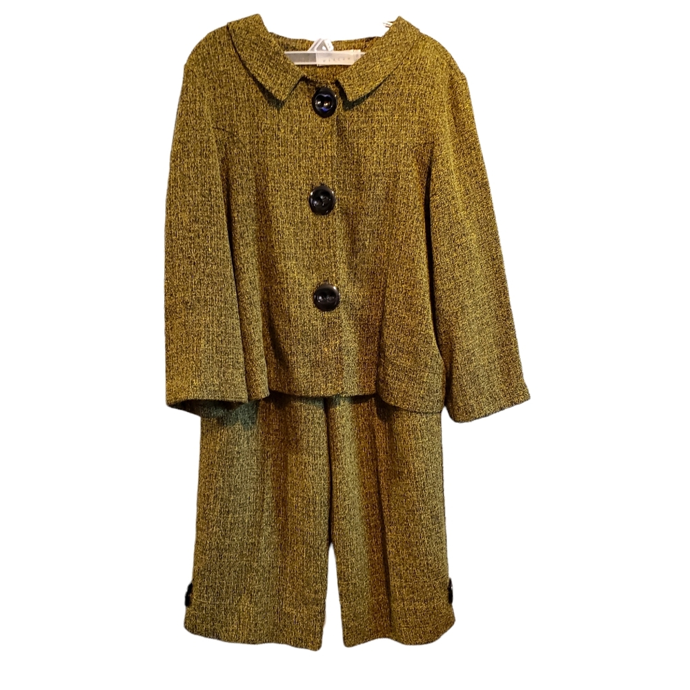 Willow Women's Green Textured Pants Suit XL/L - Picture 1 of 14